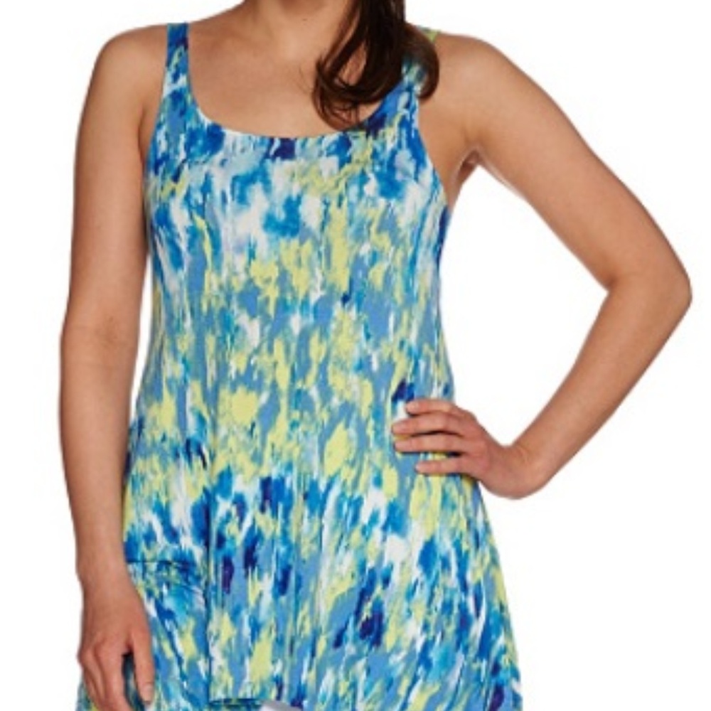 Logo 2x blue/yellow handkerchief hem tank